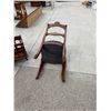 Image 18 : ANTIQUE CARVED MAHOGANY AND NEEDLEPOINT SIDE CHAIR, DEMI-LUNE TABLE, VINTAGE WOODEN SERVING TRAY, BA