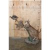 Image 1 : Life-sized CARACAL CAT "Leaping" at 2 FRANCOLIN Birds on a Decorative Base