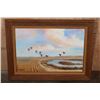 Image 1 : Original Signed Sam A. Roberts Jr. Painting of Waterfowl on Canvas in a Wood Frame