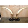Image 5 : XXL Set of Reproduction ELEPHANT Tusks on Wood Bases