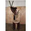 Image 8 : SABLE and ROAN Double Mount on a Wood Pedestal Mount with Hide Panels