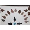 Image 4 : (38) Native American ARROWHEADS with (3) Turquoise Pieces in a Display Frame