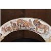 Image 2 : XXL Scrimshawed HIPPOPOTAMUS Tusk with Zebra Hide by Lovemore Loyd of Massina on a Wood Stand