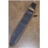Image 11 : Antique African "Butcher/Trade" Pattern KNIFE or MACHETE with an Elephant Hide Sheath and Horn