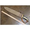 Image 12 : Antique African "Butcher/Trade" Pattern KNIFE or MACHETE with an Elephant Hide Sheath and Horn