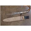 Image 1 : Antique African "Butcher/Trade" Pattern KNIFE or MACHETE with an Elephant Hide Sheath and Horn