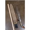 Image 2 : Antique African "Butcher/Trade" Pattern KNIFE or MACHETE with an Elephant Hide Sheath and Horn
