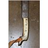 Image 4 : Antique African "Butcher/Trade" Pattern KNIFE or MACHETE with an Elephant Hide Sheath and Horn
