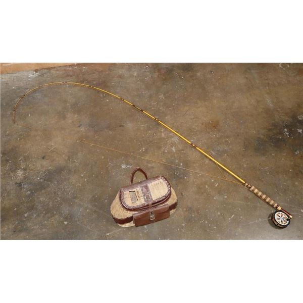 *Sam Snead Collection" Fly Fishing Creole FISH BASKET with a Pflueger Sal-Trout No. 1554 REEL