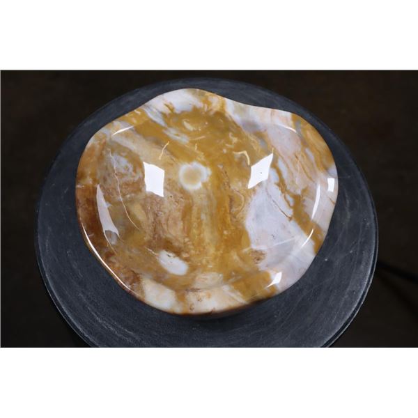 Polished NATURAL ONYX or BANDED CALCITE Decorative Bowl