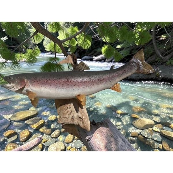 *Real Skin* SALMON Fish Mounted on a Driftwood Backing