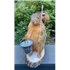 Image 1 : *New* Life-sized "Fishing" SQUIRREL with his Rod, Reel, and Bait Bucket on a little Wood Slice Base