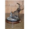Image 4 : Original Bronze "Man is a Hunter" SCULPTURE #9/36 Signed by Rick Taylor on a Rotating Wood Base