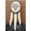Image 1 : OSTRICH EGG Featuring a Scrimshawed Cape Buffalo on a HIPPOPOTAMUS Ivory Stand