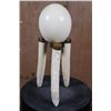 Image 8 : OSTRICH EGG Featuring a Scrimshawed Cape Buffalo on a HIPPOPOTAMUS Ivory Stand