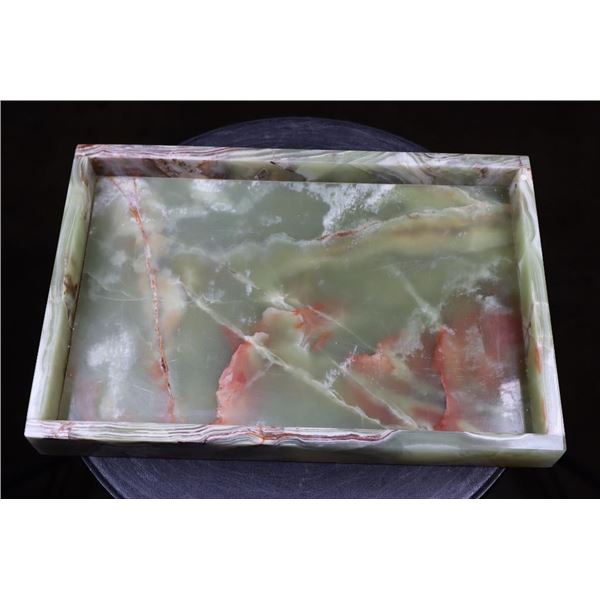 Hand-carved and Polished Green Banded Onyx SERVING TRAY