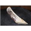 Image 4 : Scrimshawed HIPPOPOTAMUS Tusk or Tooth Featuring a Cape Buffalo by "Luciana" with a Brass Stand