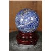 Image 3 : Big BLUE LAPIS LAZULI Mineral Sphere with a Rotating Wood Stand