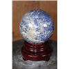 Image 4 : Big BLUE LAPIS LAZULI Mineral Sphere with a Rotating Wood Stand
