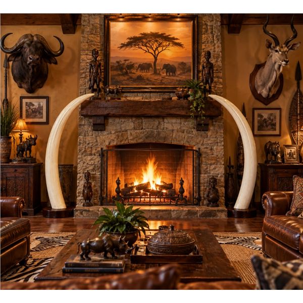 *TEXAS RESIDENTS ONLY* Massive Set of ELEPHANT IVORY TUSKS on Wood Bases