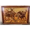 Image 2 : Huge Original "Cape Buffalo" Wood Inlay Art Signed by artist Andreas Bauer
