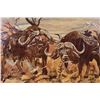 Image 4 : Huge Original "Cape Buffalo" Wood Inlay Art Signed by artist Andreas Bauer