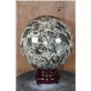 Image 1 : Massive XXL Polished BLACK MOONSTONE Mineral Sphere Specimen with a Wood Stand
