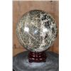 Image 3 : Massive XXL Polished BLACK MOONSTONE Mineral Sphere Specimen with a Wood Stand