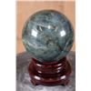 Image 1 : Big Polished LABRADORITE Mineral Sphere Specimen on a Rotating Wood Stand