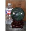 Image 2 : Big Polished LABRADORITE Mineral Sphere Specimen on a Rotating Wood Stand
