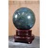 Image 3 : Big Polished LABRADORITE Mineral Sphere Specimen on a Rotating Wood Stand