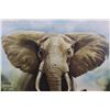 Image 3 : Big Original Elephant Painting Signed "Qua" in a Wood Frame
