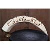 Image 1 : XL Hand-carved HIPPOPOTAMUS Tusk Featuring Elephants and Rhinoceros on a Brass Stand