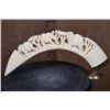 Image 4 : XL Hand-carved HIPPOPOTAMUS Tusk Featuring Elephants and Rhinoceros on a Brass Stand