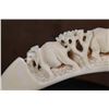 Image 5 : XL Hand-carved HIPPOPOTAMUS Tusk Featuring Elephants and Rhinoceros on a Brass Stand