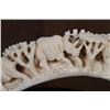 Image 6 : XL Hand-carved HIPPOPOTAMUS Tusk Featuring Elephants and Rhinoceros on a Brass Stand