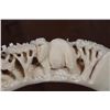 Image 7 : XL Hand-carved HIPPOPOTAMUS Tusk Featuring Elephants and Rhinoceros on a Brass Stand