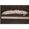 Image 8 : XL Hand-carved HIPPOPOTAMUS Tusk Featuring Elephants and Rhinoceros on a Brass Stand