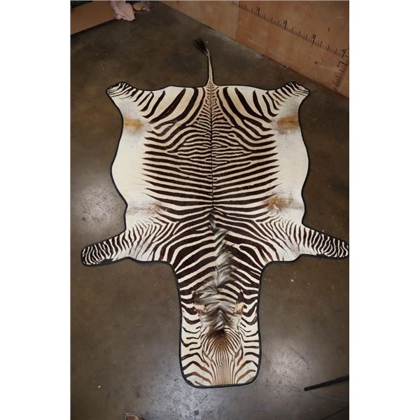 ZEBRA Hide or ZEBRA HIDE Rug with Carpet Backing and Leather Piping
