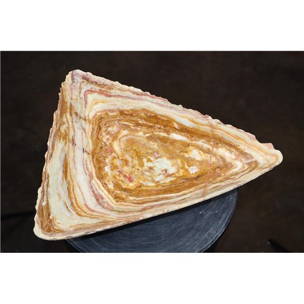 XL Polished GREEN BANDED ONYX Decorative Triangle Bowl
