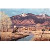 Image 3 : Big Original Western Oil Painting on Canvas Signed by Howard Schafer in a Wood Frame