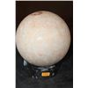Image 7 : Big HONEY ONYX Mineral Sphere with an Orthoceras Fossil Stand