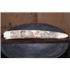Image 1 : XL Scrimshawed HIPPOPOTAMUS Ivory Tusk Featuring a Lion Eating Zebra Displayed on a Wood Stand