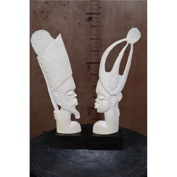 *TEXAS RESIDENTS ONLY* Carved ELEPHANT IVORY African King and Queen Sculptures
