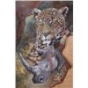 Image 4 : Beautifully detailed ELEPHANT HIDE "Big 5" Painting Signed by South African Artist Stella Pelser.
