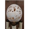 Image 2 : Carved OSTRICH EGG Featuring a Rhinoceros Scene on a HIPPOPOTAMUS Tusk Stand