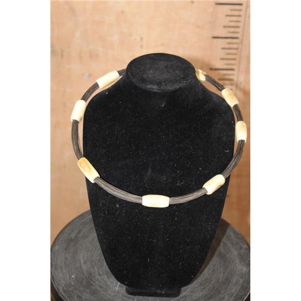 Traditional *Real" ELEPHANT Hair and ELEPHANT Foot Sole Bead Necklace from Botswana Africa