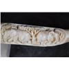 Image 3 : Carved HIPPOPOTAMUS Tusk Featuring Elephants Signed "T.D" on a Marble Display Stand