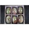 Image 1 : (6) Polished GREEN BANDED ONYX Mineral Eggs