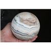 Image 2 : Big Polished SPIRIT STONE Mineral Sphere with an Orthoceras Fossil Stand
